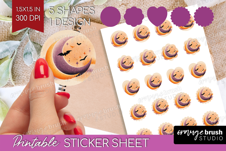 Retro Halloween Round Sticker - Vintage Printable Sticker