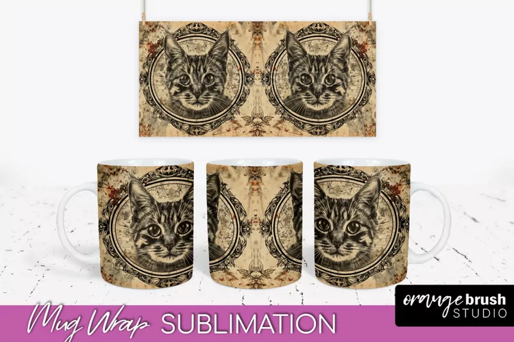 Vintage Halloween Mug Wrap - Spooky Mug Sublimation