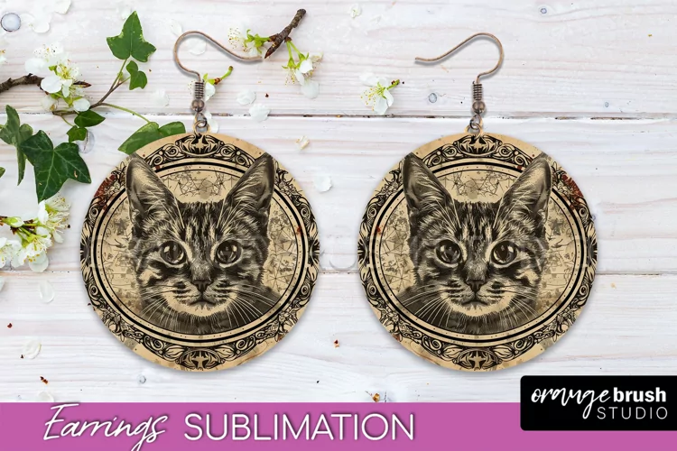 Vintage Halloween Round Earrings Sublimation Spooky Earrings