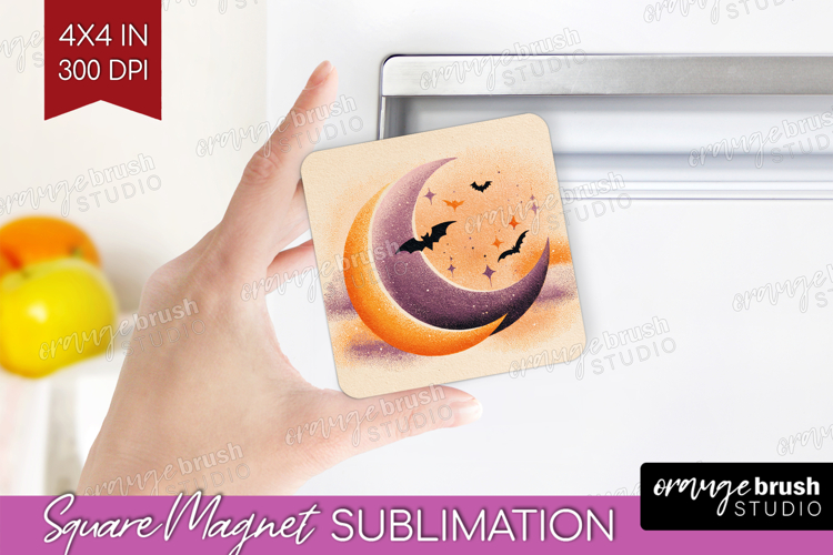 Retro Halloween Magnet Sublimation - Vintage Square Magnet
