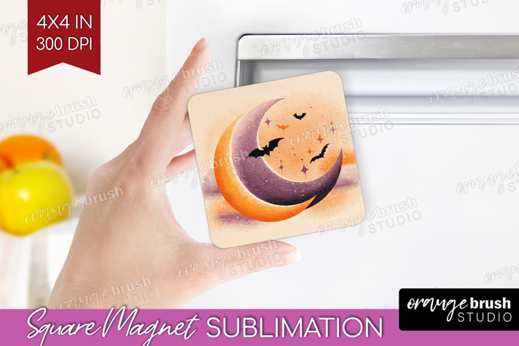 Retro Halloween Magnet Sublimation - Vintage Square Magnet