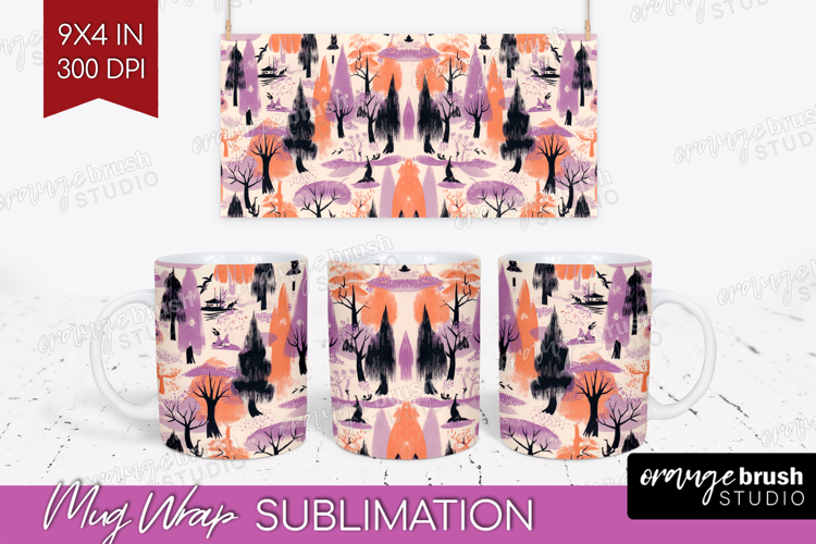 Retro Halloween Mug Wrap - Vintage Mug PNG Sublimation