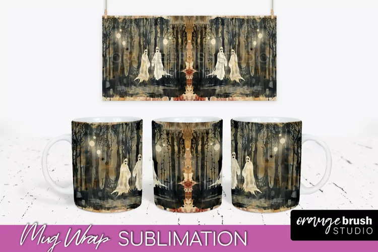 Vintage Halloween Mug Wrap - Spooky Mug Sublimation