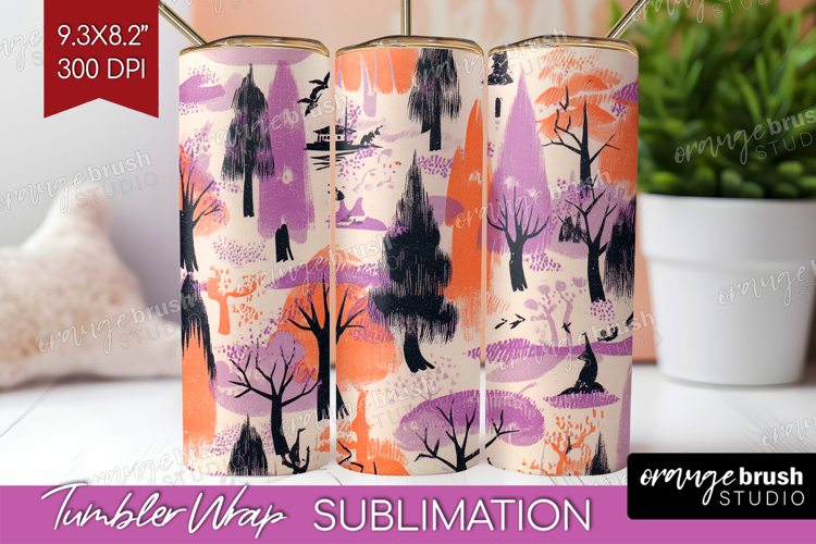 Retro Halloween Tumbler Wrap - Vintage Tumbler PNG