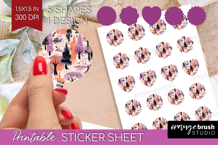 Retro Halloween Round Sticker - Vintage Printable Sticker
