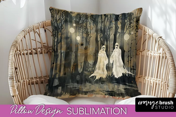 Vintage Halloween Pillow Sublimation, Spooky Pillow Cover
