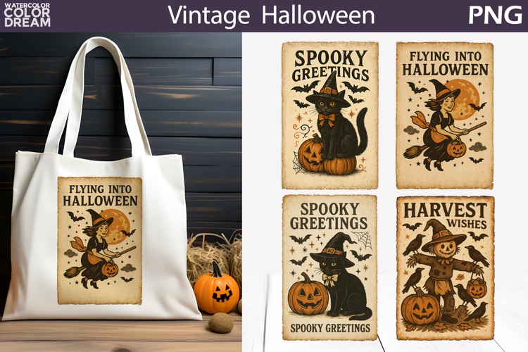 Vintage Halloween Poster | Distressed parchment retro
