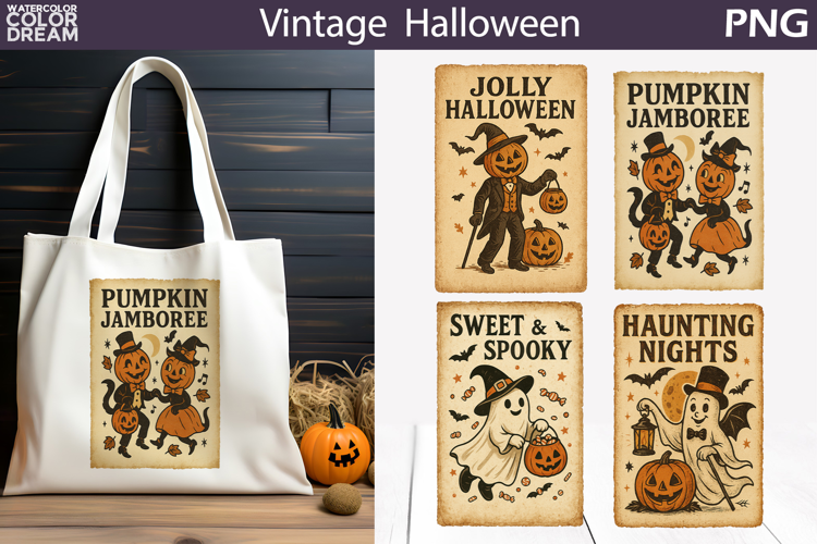 Vintage Halloween Poster | Distressed parchment retro