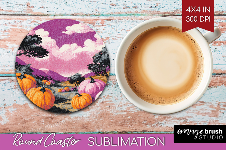 Retro Halloween Round Coaster - Vintage Coaster PNG