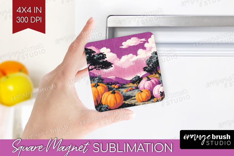 Retro Halloween Magnet Sublimation - Vintage Square Magnet