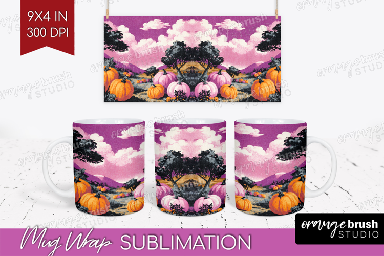 Retro Halloween Mug Wrap - Vintage Mug PNG Sublimation