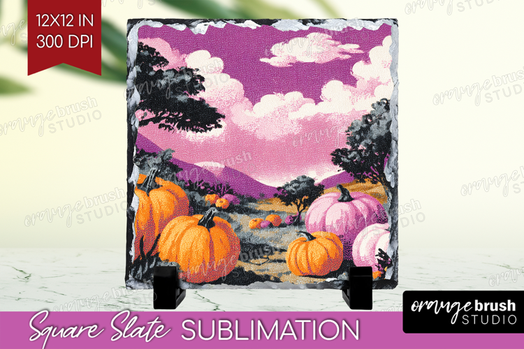Retro Halloween Slate PNG - Vintage Square Slate Sublimation