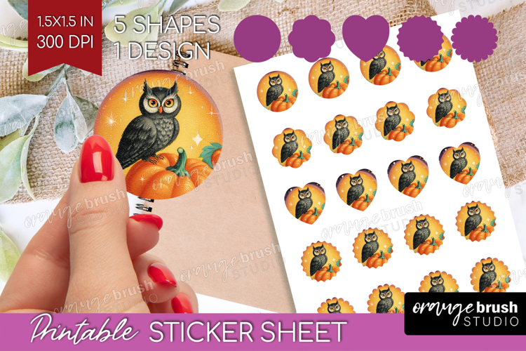 Retro Halloween Round Sticker - Vintage Printable Sticker