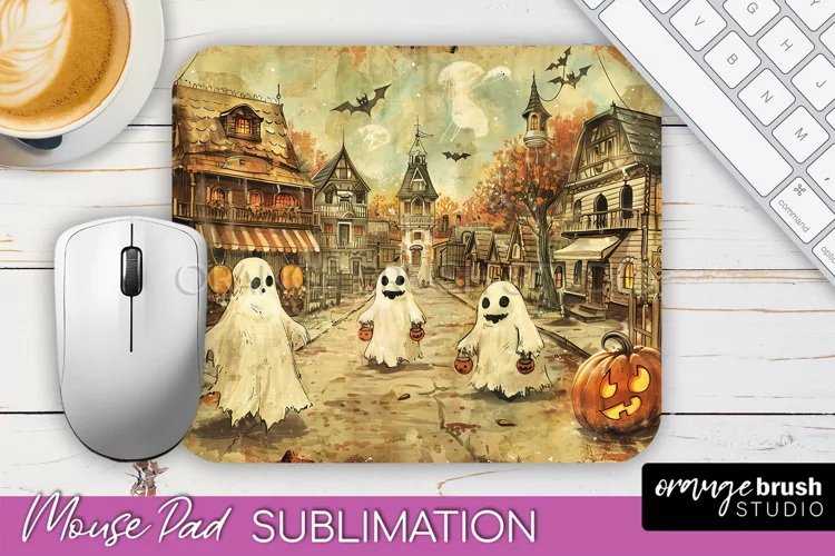 Vintage Halloween Mouse Pad Sublimation - Spooky Halloween