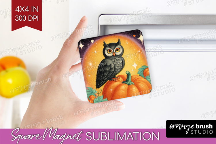 Retro Halloween Magnet Sublimation - Vintage Square Magnet