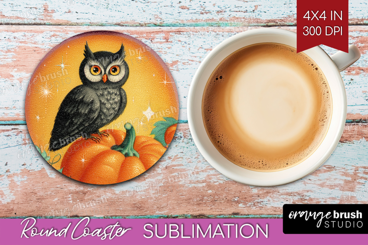 Retro Halloween Round Coaster - Vintage Coaster PNG