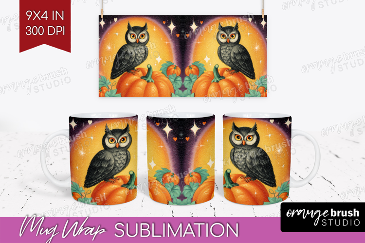 Retro Halloween Mug Wrap - Vintage Mug PNG Sublimation