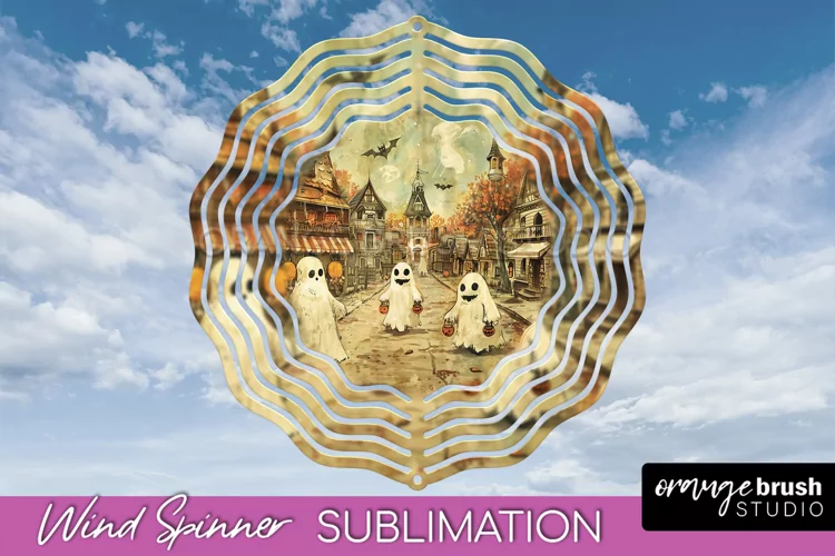 Vintage Halloween Wind Spinner Sublimation - Spooky PNG