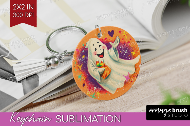 Retro Halloween Keychain PNG - Vintage Keychain Sublimation
