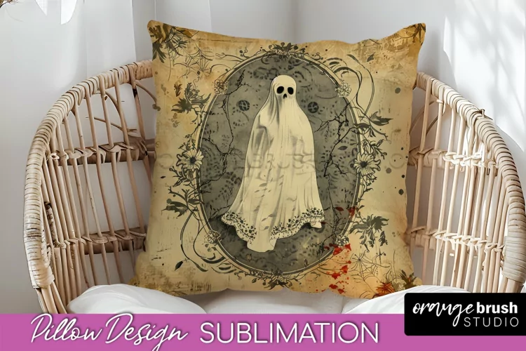Vintage Halloween Pillow Sublimation, Spooky Pillow Cover