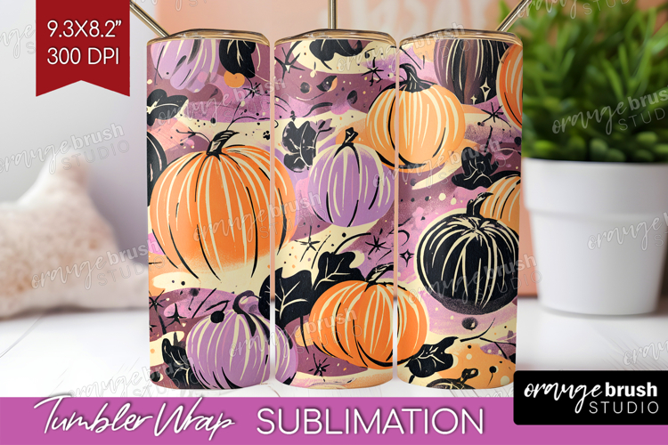 Retro Halloween Tumbler Wrap - Vintage Tumbler PNG