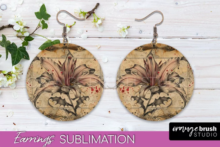 Vintage Halloween Round Earrings Sublimation Spooky Earrings