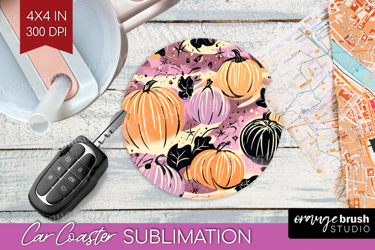 Retro Halloween Car Coaster - Vintage Coaster PNG