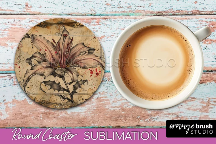 Vintage Halloween Round Coaster Sublimation - Spooky PNG