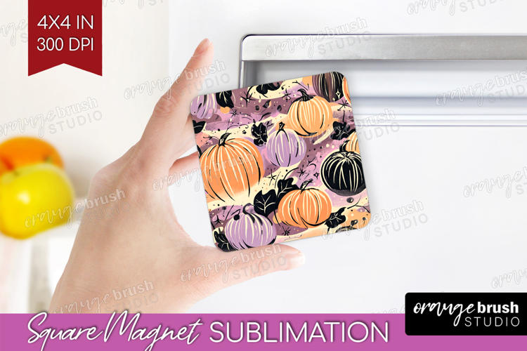 Retro Halloween Magnet Sublimation - Vintage Square Magnet