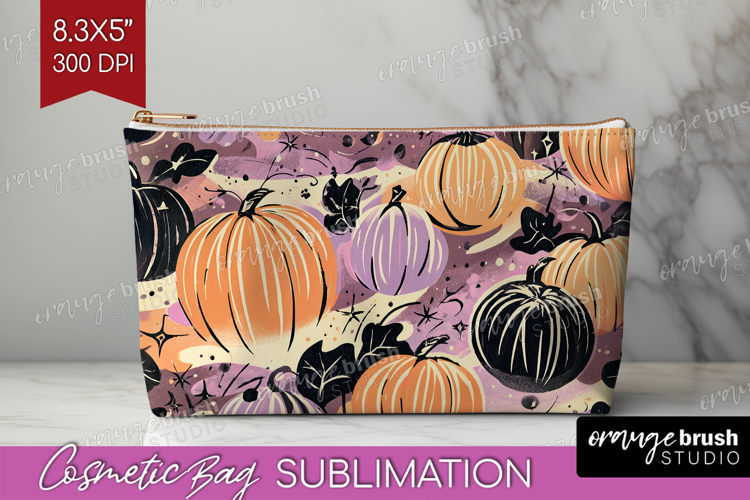 Retro Halloween Cosmetic Bag - Vintage Makeup Bag PNG