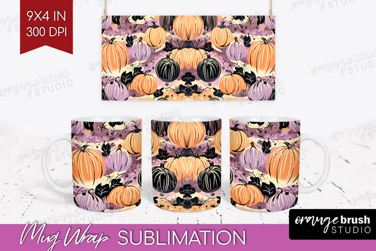 Retro Halloween Mug Wrap - Vintage Mug PNG Sublimation