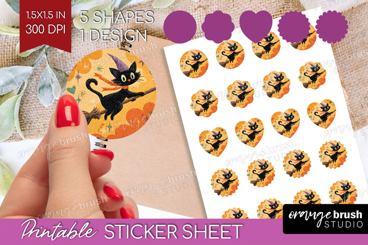Retro Halloween Round Sticker - Vintage Printable Sticker