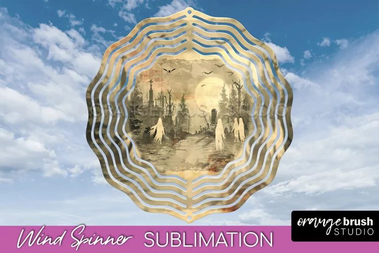 Vintage Halloween Wind Spinner Sublimation - Spooky PNG