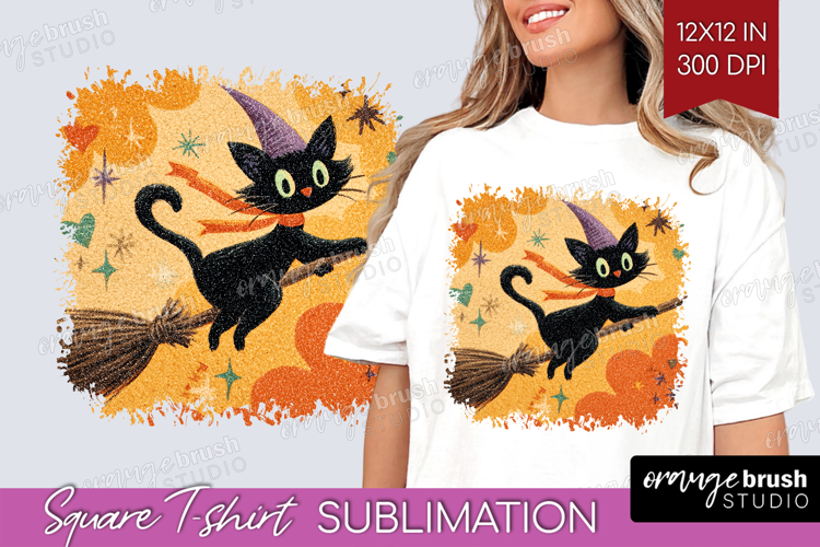 Retro Halloween Square Tshirt Background - Vintage PNG