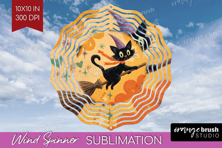 Retro Halloween Wind Spinner Sublimation PNG - Vintage Round