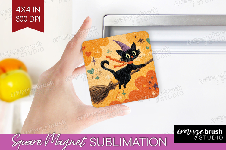 Retro Halloween Magnet Sublimation - Vintage Square Magnet
