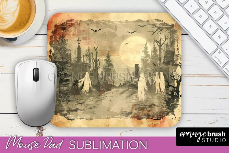 Vintage Halloween Mouse Pad Sublimation - Spooky Halloween