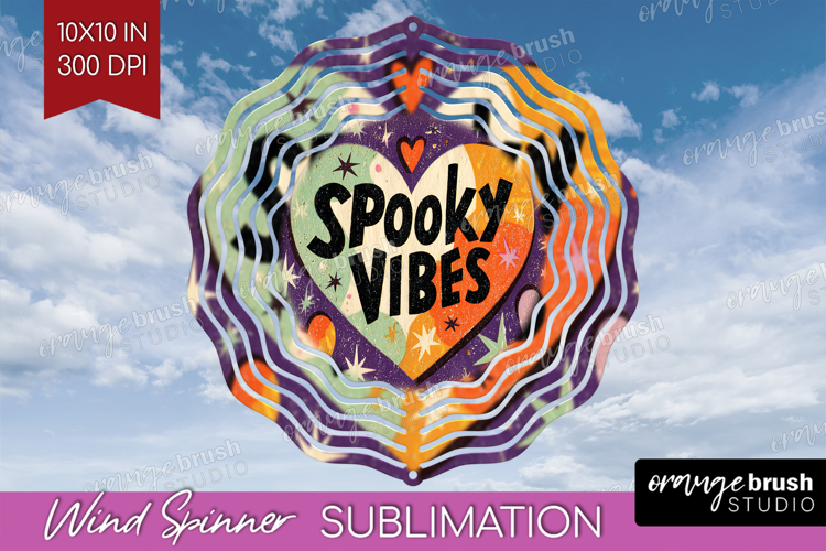 Retro Halloween Wind Spinner Sublimation PNG - Vintage Round