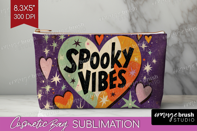 Retro Halloween Cosmetic Bag - Vintage Makeup Bag PNG