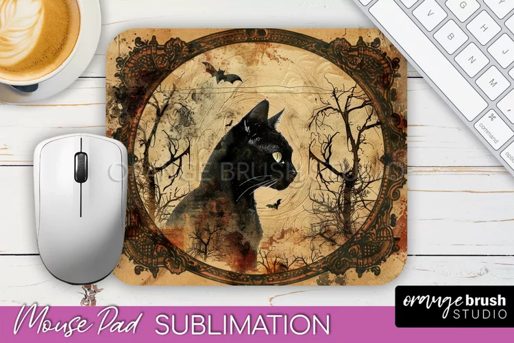 Vintage Halloween Mouse Pad Sublimation - Spooky Halloween
