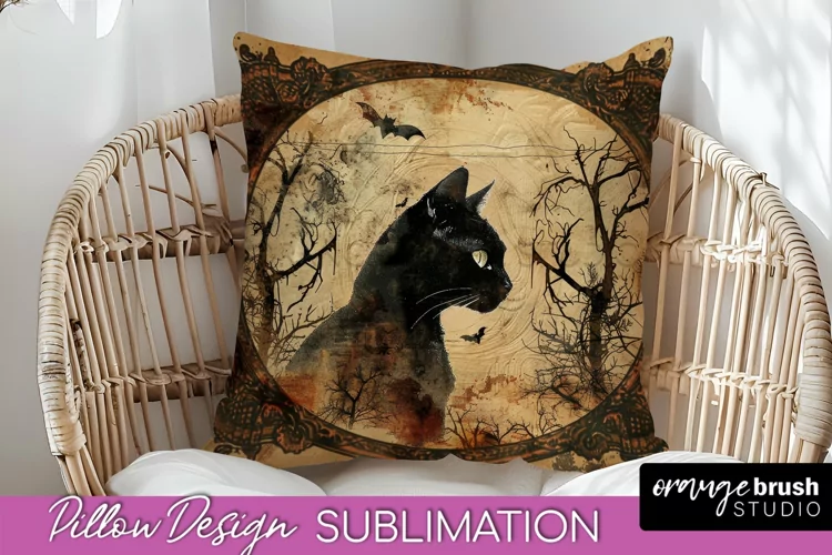 Vintage Halloween Pillow Sublimation, Spooky Pillow Cover