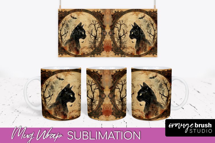 Vintage Halloween Mug Wrap - Spooky Mug Sublimation