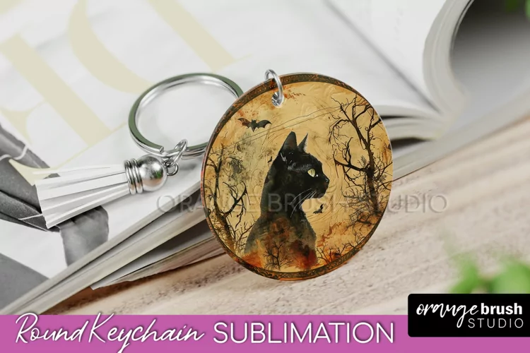 Vintage Halloween Keychain Sublimation, Spooky Keychain PNG