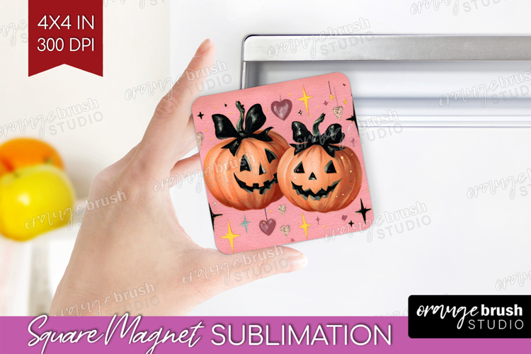 Retro Halloween Magnet Sublimation - Vintage Square Magnet