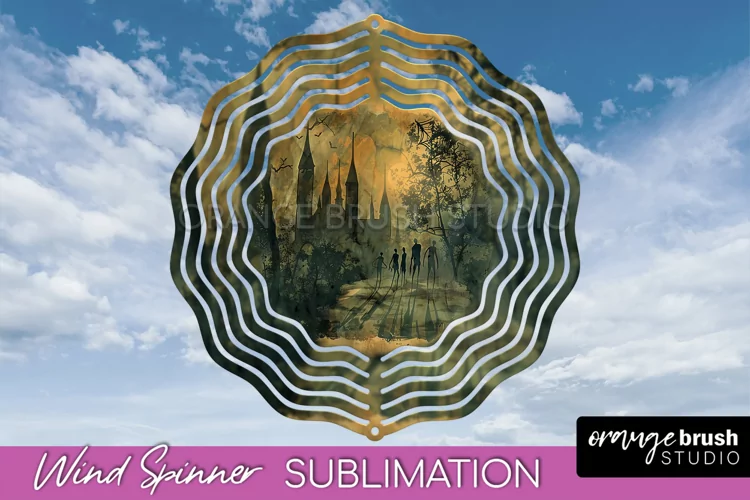 Vintage Halloween Wind Spinner Sublimation - Spooky PNG