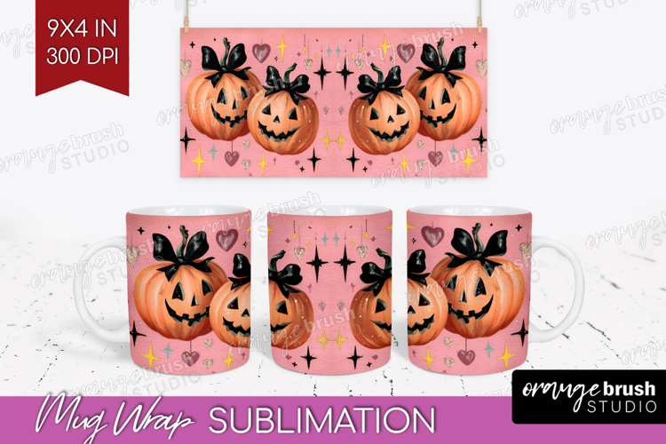 Retro Halloween Mug Wrap - Vintage Mug PNG Sublimation
