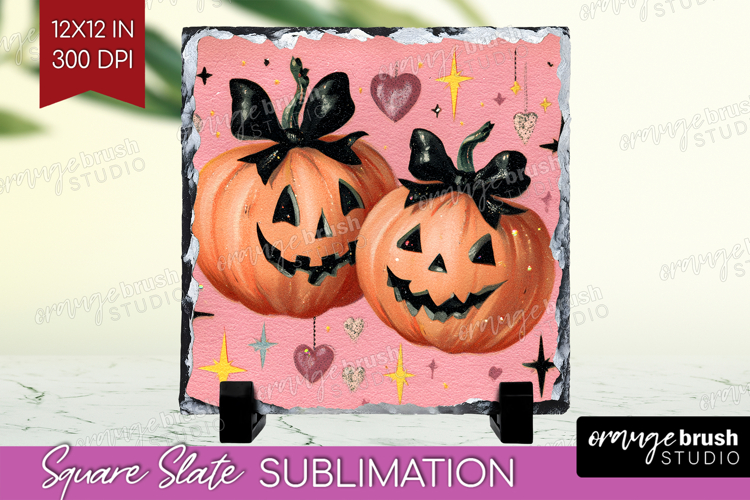 Retro Halloween Slate PNG - Vintage Square Slate Sublimation