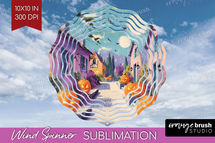 Retro Halloween Wind Spinner Sublimation PNG - Vintage Round
