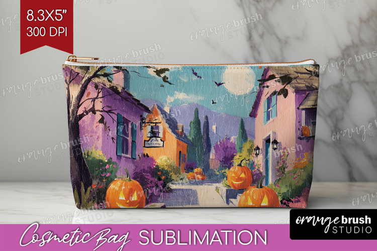 Retro Halloween Cosmetic Bag - Vintage Makeup Bag PNG