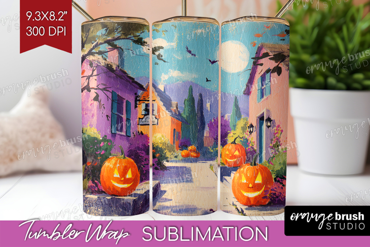 Retro Halloween Tumbler Wrap - Vintage Tumbler PNG